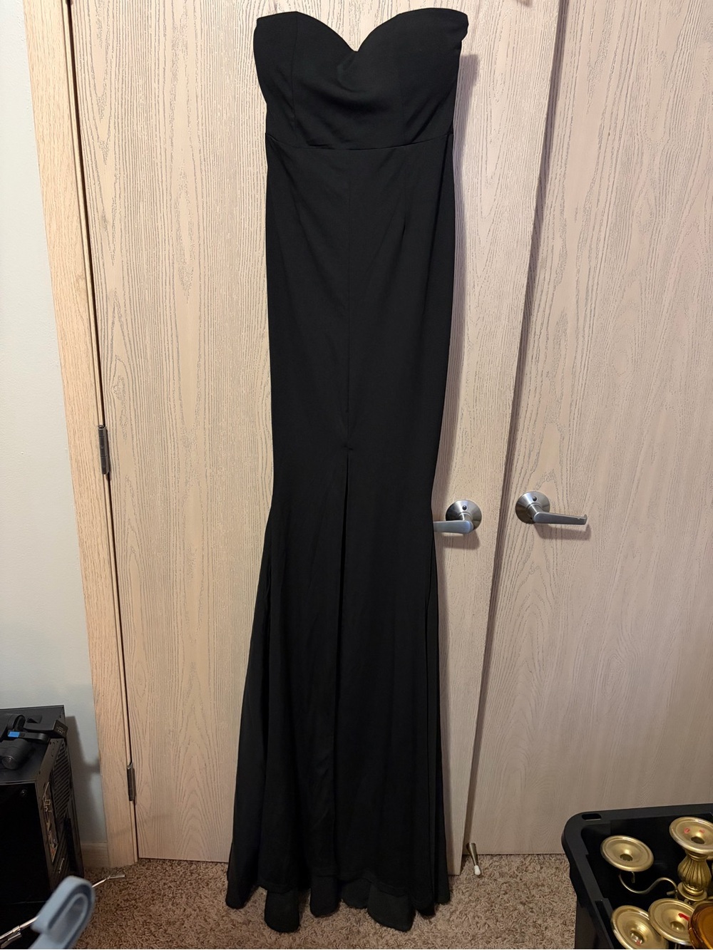 Miss Ord Black Strapless Mermaid Sleek Evening Gown - Picture 2 of 6